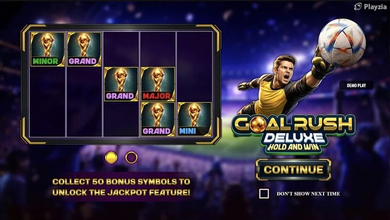 Goal Rush Deluxe - çarklar ve stadyum tribünleri içeren ana menü