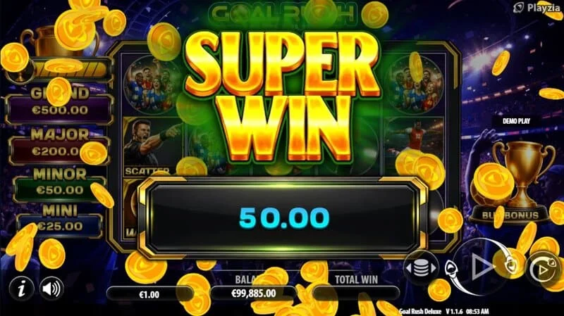 Goal Rush Deluxe - Grand Jackpot ile final süper kazanç